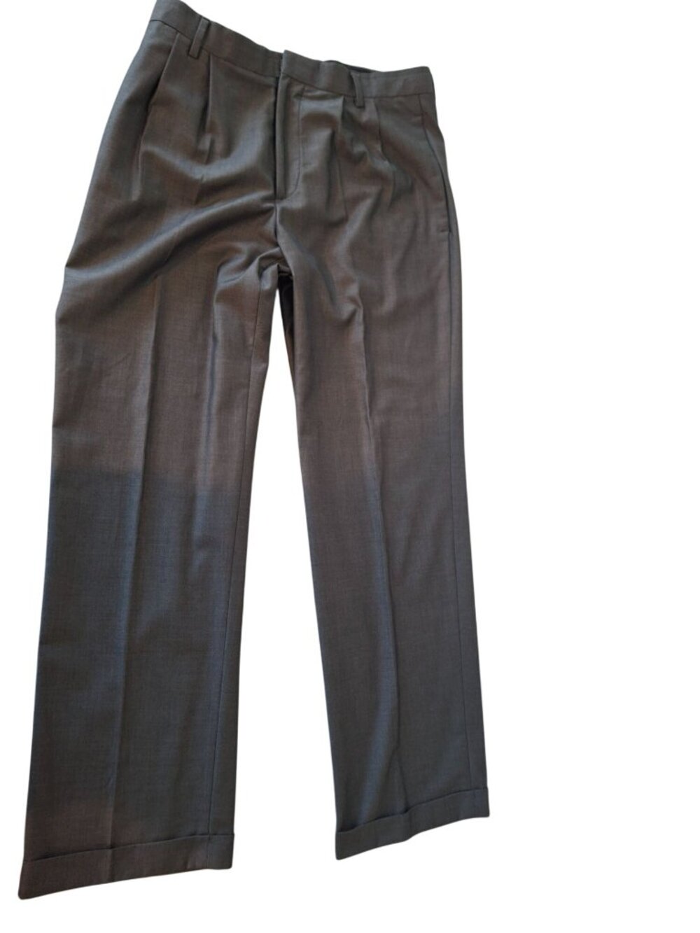 Merona Mens 34x32 Gray Pleated Cuffed Dress Pants Grandpa Core Office Trousers
